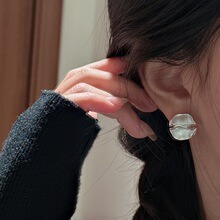 S925 Sterling Silver Korean Style Simple Matte Pleated <b>Earrings</b> Personality Fashion Ear Jewelry Wholesale - Product Image 4
