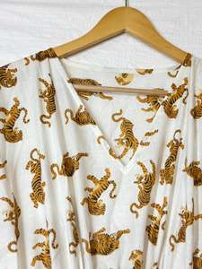 Magnifique Kaftan 100 % Coton Pur, Robe Kaftan en Coton Imprimé Jungle, Robe d'Été Bohème, Vêtement de Nuit Fait Main, Robe Longue Maxi - Product Image 4