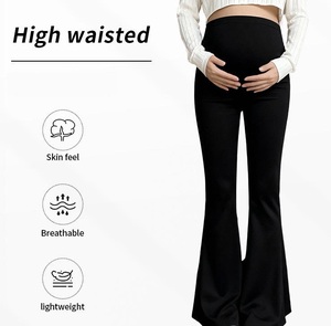 Pantalon de maternité évasé respirant pour femme enceinte, avec soutien abdominal, amincissant, pour yoga en extérieur et allaitement - Product Image 2
