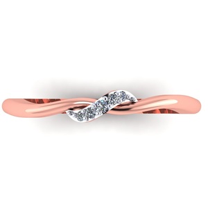 Trendy Rose Gold <b>Open</b> Band <b>Ring</b>, Flowing Design with Diamond Cluster Embellishment, 0.35 Carat Total Diamond Weight - Product Image 2