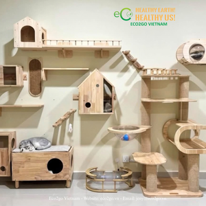 ECO2GO VIETNAM Arbre à chat mural en bois, multi-niveaux, griffoir, divers designs, montage facile - Product Image 2