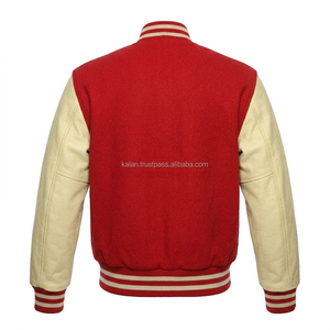 Veste d'université en laine personnalisée pour hommes K-VJ-157 rouge kaki col montant style Letterman du lycée et du collège pour l'hiver - Product Image 3
