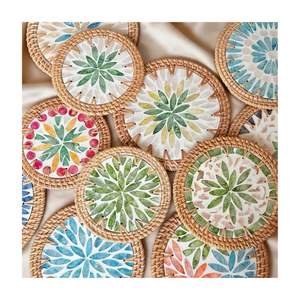 BEST SELLER Premium Sustainable Rattan Mother-Of-Pearl Placemat Coaster High Quality Durable Eco Friendly <b>Table</b> Decor Supply - Product Image 1