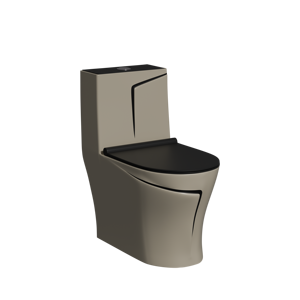 Modern Beige One-Piece Floor-Mounted Black <b>Seat</b> Elongated Ceramic Slow-Closing Eco-Friendly Easy-Clean Deodorizing Customizable - Product Image 4