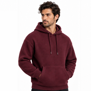 <b>Mens</b> Waffle Knit Hoodie Long Sleeve Pullover Thermal Casual Winter Fashion Streetwear Custom Hooded <b>Sweatshirt</b> Wholesale Wear - Product Image 6