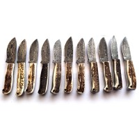 Couteaux de Bushcraft de qualité industrielle, couteau de chasse Skinner, personnalisable OEM, lame non interchangeable, acier Damas, corne de bélier