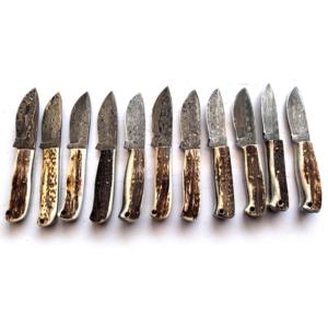 Couteaux de Bushcraft de qualité industrielle, couteau de chasse Skinner, personnalisable OEM, lame non interchangeable, acier Damas, corne de bélier - Product Image 4