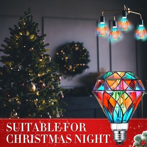 1 Pezzo Lampadina LED in Vetro Colorato a Forma di Diamante G95, Luce Tremolante Colorata per Casa, Balcone, Feste, Base E26 A60 6 Watt - Product Image 4