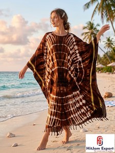Vestido Kaftan Estampado Personalizado para Mujer, Corte Holgado, Ligero y Cómodo, Ropa de Playa Elegante de Verano, Fabricación Personalizada OEM ODM - Product Image 3