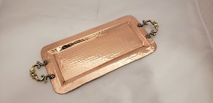 Bandeja de Servir Minimalista de Cobre, Plato Rectangular de Metal, Asas Decorativas Doradas de Estilo Barroco, Plato Decorativo Dorado Tallado Antiguo - Product Image 6