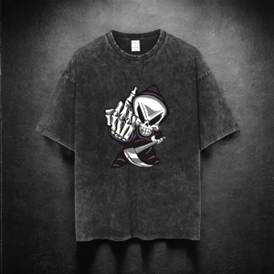 เสื้อยืดสตรีทแวร์ผู้ชายไซส์ใหญ่ ดีไซน์ใหม่คุณภาพสูง ลุควินเทจ ผ้าฝ้ายเนื้อนุ่ม คอถัก แขนสั้น ซักแบบวินเทจ ย้อมสีแบบแอซิด - Product Image 1