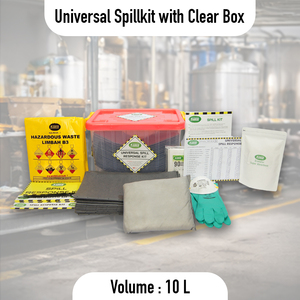 SABER Universal Spill Response Kit with Absorbent Pads Gloves Mask and Hazardous Waste <b>Bag</b> for Chemical Oil Liquid Cleanup - Product Image 3