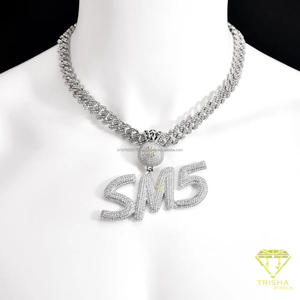 Collier personnalisé SM5 avec chaîne cubaine glacée, bijoux hip-hop bling, pendentif statement - Product Image 3