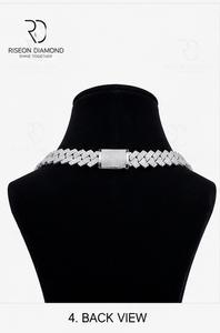 Premium iced out chevron link <b>necklace</b> solid 18K white gold set lab grown diamonds bold interlocking design secure box - Product Image 4