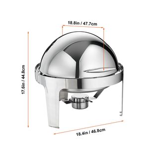 Lot de 2 réchauds de buffet en acier inoxydable de 6 pintes avec couvercle roulant, pour traiteur, avec bacs pleine taille et contrôle manuel de la température - Product Image 5