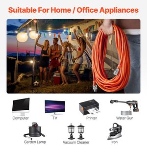 Cavo di prolunga da 30 metri per interni/esterni, 16AWG, 10 Ampere, 1250W, illuminato, 40 celle, flessibile, a 3 poli, con connettore C19 - Product Image 5
