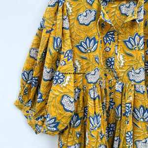Beautiful floral Cotton Block Printed dress Dress For Casual wear Hand Block Printed Dress - Product Image 6