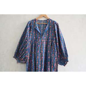 Vestido de Mujer con Estampado de Bloques de Algodón, Vestido Boho Hecho a Mano para Verano, Prenda Ligera, Transpirable, de Tela Natural, para Uso Diario Informal - Product Image 4