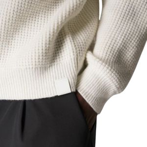 <b>Men</b> Waffle Knit <b>Long</b> <b>Sleeve</b> Polo Sweater <b>White</b> Casual Button Collar Pullover Top Soft Cotton Blend OEM Custom Menswear - Product Image 5