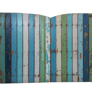 Cabecero de Cama de Madera de Barco Reciclada, Color Original, Diseño Rústico de Tablones Verticales, Diseño Sostenible y Ecológico, Montaje en Pared para Dormitorio - Product Image 2