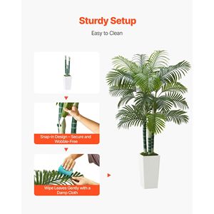 Palmera Areca Artificial de 6 pies, Blanca, con Maceta Alta y Hojas de Seda Sintética, Planta Tropical Artificial Grande para Decoración de Interiores - Product Image 4