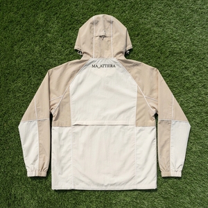 <b>Men</b> Beige <b>Cream</b> Color Block Hooded Windbreaker <b>Jacket</b> Full Zip Outdoor Sports <b>Jacket</b> with Multiple Zip Pockets - Product Image 6