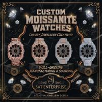 Montre de luxe pour homme, très vendue, sertie de moissanite VVS, mouvement automatique ETA, cadran arabe, certifiée VVS, passe le testeur.