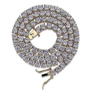 IGI Certified Round Cut Luxury Chain Hip Hop Tennis Link Chain S925 Silver Gold Plated VVS Moissanite Diamond <b>Necklace</b> - Product Image 5