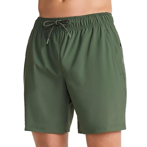 <b>Men's</b> Olive <b>Green</b> Quick Dry Polyester <b>Shorts</b> With Drawstring Waist And Side Pockets Casual Sport Wear - Product Image 1