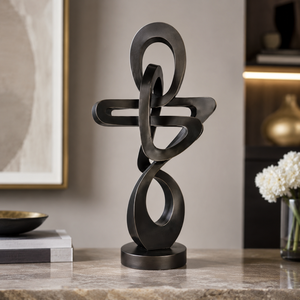 Escultura Metálica Abstracta Negra Moderna, Anillo Decorativo para Mesa, Decoración de Lujo para Hogar, Oficina, Hotel, Pieza de Arte para Interiores, Regalo - Product Image 2