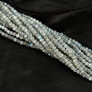 Natural Labradorite Faceted Rondelle <b>Beads</b> Blue Flashy Labradorite <b>Beads</b> For Jewelry Making Micro Faceted Wholesale Gemstone Bea - Product Image 3
