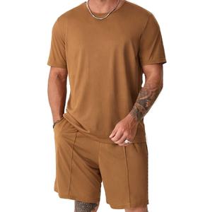 2024 Fabrication LOGO personnalisé vente en gros de grande taille ensemble short pour hommes surdimensionné Gym Fitness ensemble short et chemise d'été vierge pour hommes - Product Image 1
