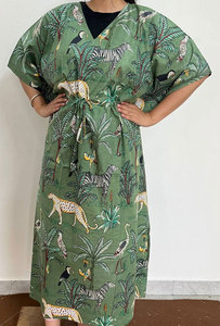 Vestido Kaftan Maxi de Algodón Estampado a la Moda para Mujer con Hermosos Estampados en Toda la Prenda, Ajuste Cómodo y Uso Versátil - Product Image 1
