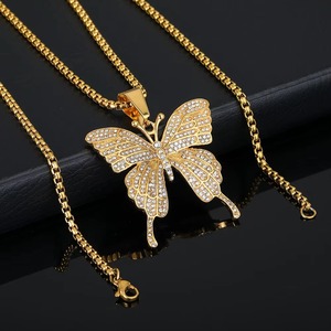 Colgante de mariposa de acero inoxidable con diseño nuevo, chapado en oro y diamantes, estilo hip hop, para mujer. - Product Image 5