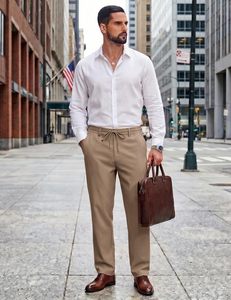 Trendy <b>Men's</b> Casual <b>Lounge</b> <b>Trousers</b> Breathable Cotton Knit Sleep Pants Relaxed Fit Mid Straight Eco-Friendly Quick Dry Homewear - Product Image 3