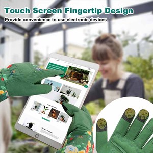 Guantes de Jardinería con Diseño Floral Morado, Palma Acolchada de Gamuza Sintética, con Tirador, para Exteriores - Product Image 3