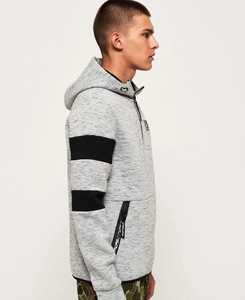 เสื้อฮู้ดซิปหนึ่งในสี่สำหรับผู้ชายจาก One Ten One Apparel สีเทาเฮเธอร์แบบคัลเลอร์บล็อก - Product Image 3