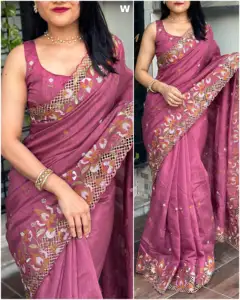 silk saree with cut work