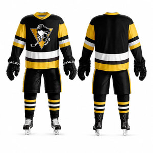 Camiseta de Hockey sobre Hielo de los Pittsburgh Penguins para Hombre, Cuello en V, Manga Larga, Sublimada, Absorbe la Humedad, Corte Regular, Ropa para Adultos - Product Image 1