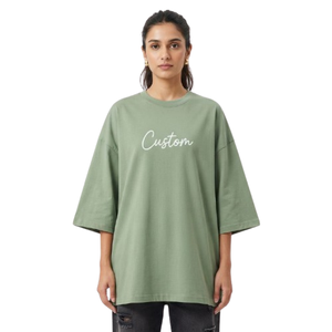 <b>Women</b> Oversized Drop Shoulder T Shirt Oversized Cotton Tee Solid Color Half Sleeve Streetwear <b>Top</b> Custom Printing Private Label - Product Image 5
