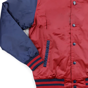 Blouson Bomber de Baseball SCSU Printemps Bicolore Premium Marron & Bleu Marine avec Logos Brodés en Satin Imperméable et Coupe-Vent - Product Image 2