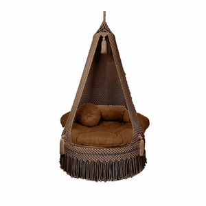 Fauteuil suspendu en macramé en coton bohème, tissé à la main, avec coussin pour intérieur, extérieur, balcon (72"X40") - Product Image 3