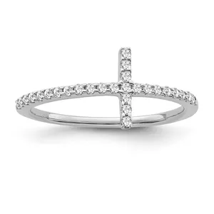 Anillo de oro blanco de 10 quilates con diamante redondo cultivado en laboratorio, regalo para mujer - Product Image 3