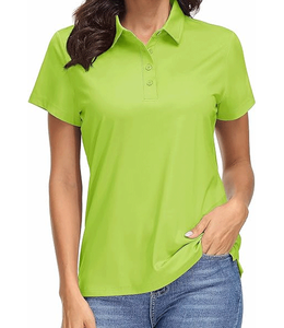 Camiseta Casual de Mujer al por Mayor, Jersey de Secado Rápido, Color Sólido, Transpirable, Manga Corta, Cuello Camisero - Product Image 1