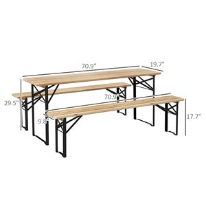Tavolo da Picnic Quadrato Portatile Stile Tedesco con Panche 6FT, Design Anti-Infortunio, Leggero per Pranzi in Patio - Product Image 3