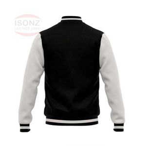 Slim Fit – poche latérale de haute qualité pour hommes, patchs de broderie, Bomber, manches en cuir personnalisées, veste unisexe - Product Image 3