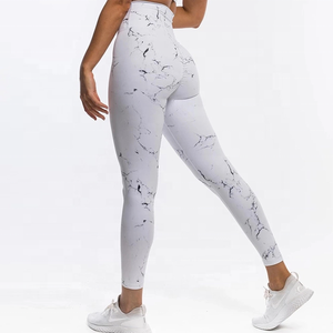 Polyester/Cotton Quick Dry Sustainable Solid Active Wear Gym Workout <b>Tights</b> Mid Waist Yoga Pants Butt Lifting Yoga Leggings - Product Image 2