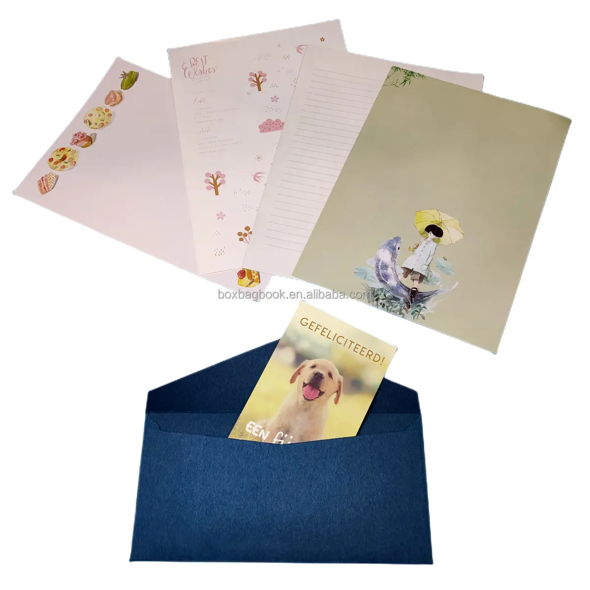 Elegante impresión personalizada de perlas grandes recicladas, papel grueso, flores secas, tarjeta de felicitación de negocios rígida, n. ° 4, n. ° 5, bolsa de sobre