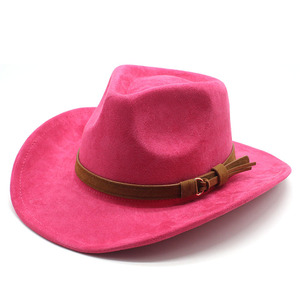Sombreros de Vaquero Estilo Western con Ala Ancha, Diseño 2024, Sombreros Fedora Unisex, Sombreros de Vaquero de Gamuza Vegana al por Mayor para Hombre - Product Image 5