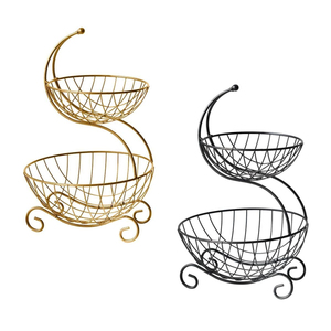 Luxury Design Multi Color Coated Iron Wire Fruits Basket With Handle Oval Shape for Home Decor <b>Storage</b> Baskets - Product Image 3